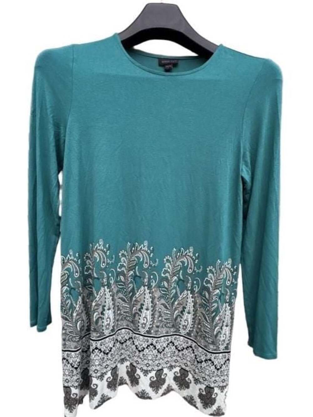J.Jill Wearever Collection Green Paisley Print Long Sleeve Tunic Top